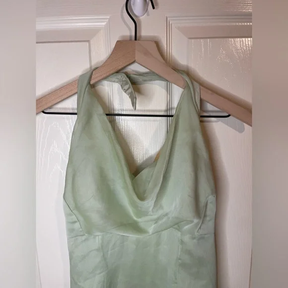 Watters & Watters Sage Green Halter Floor Length Gown Coquette Girl Size 2 - Picture 5 of 9